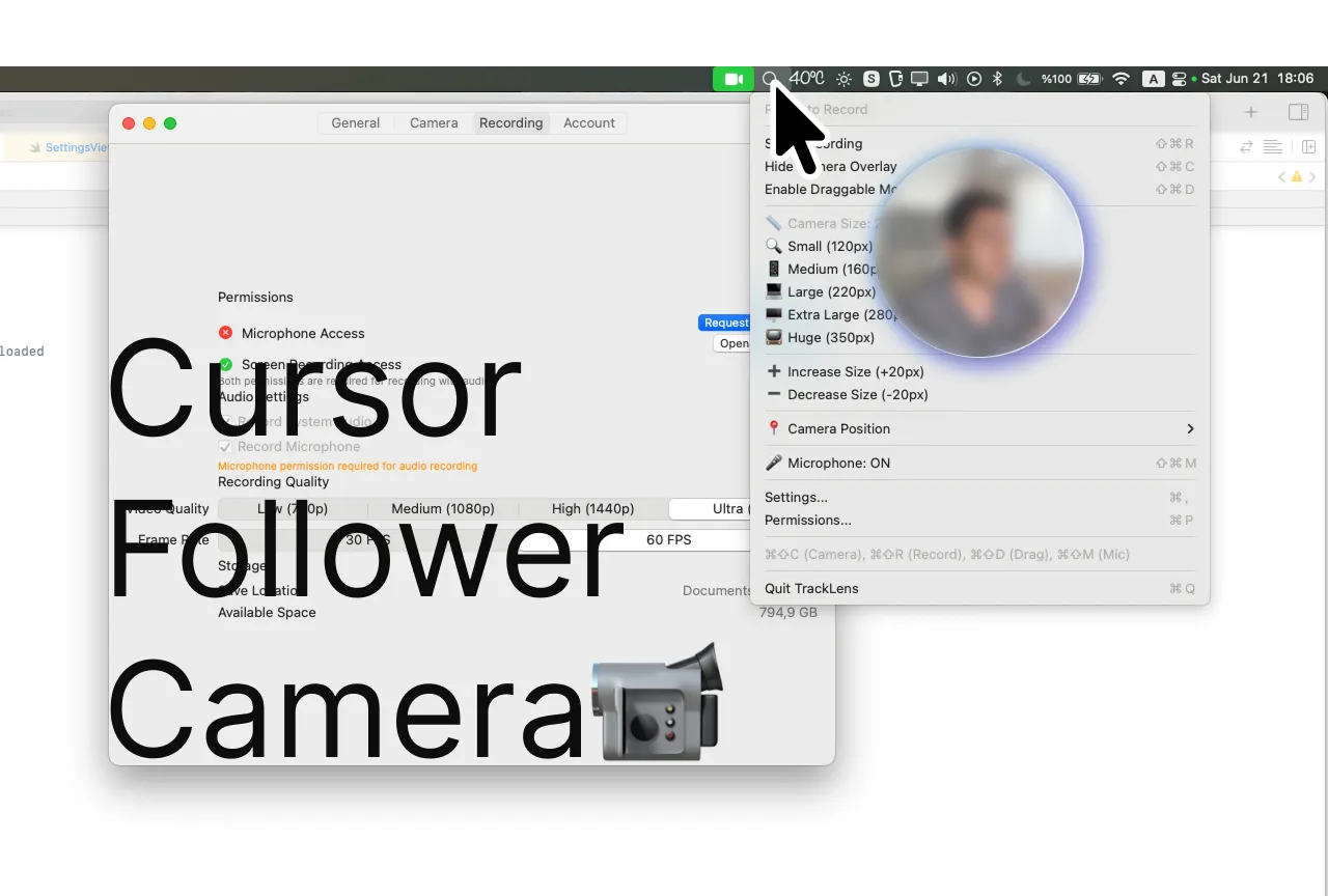 TrackLens - Facecam Recorder screenshot 1