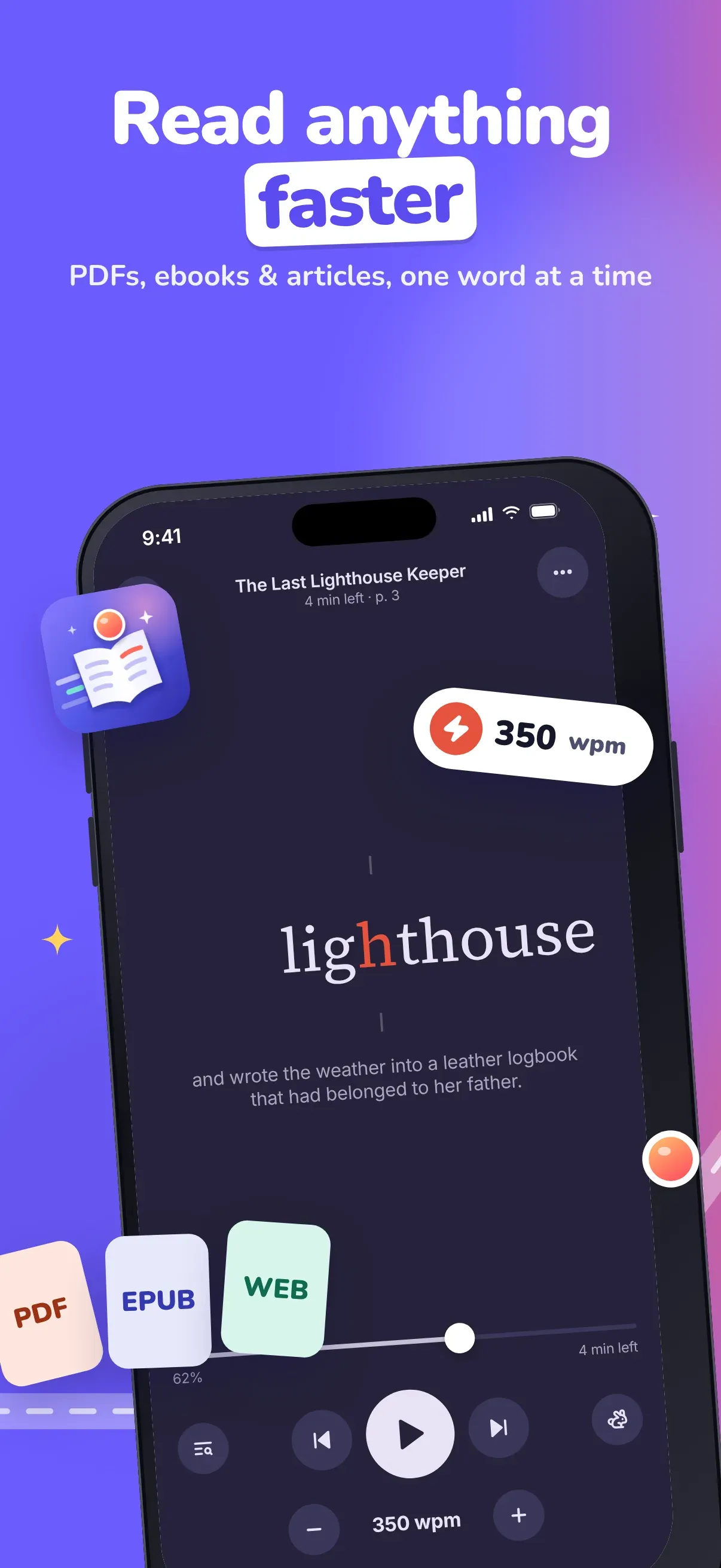 ReadPace: Speed Reading & RSVP screenshot 1