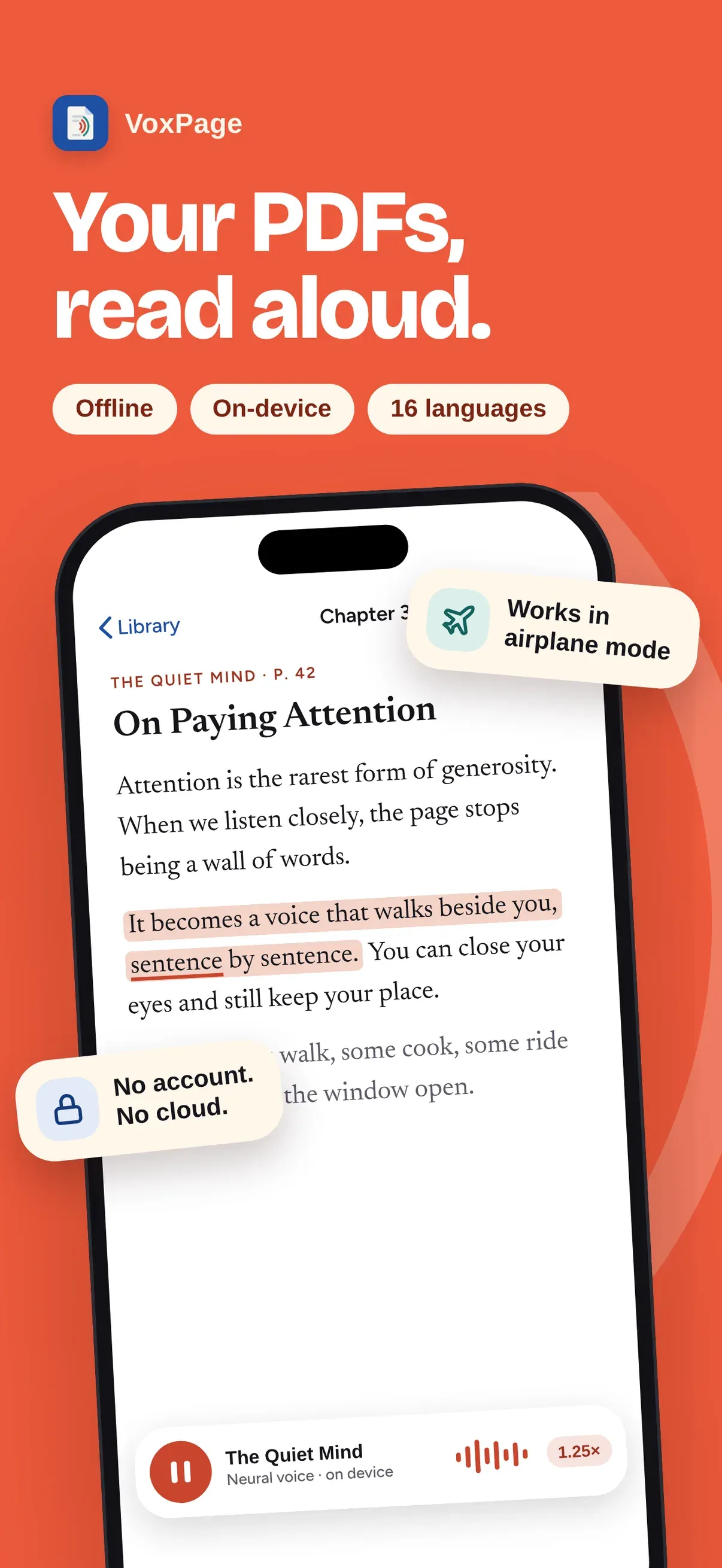 VoxPage: Read Aloud PDF Reader screenshot 1