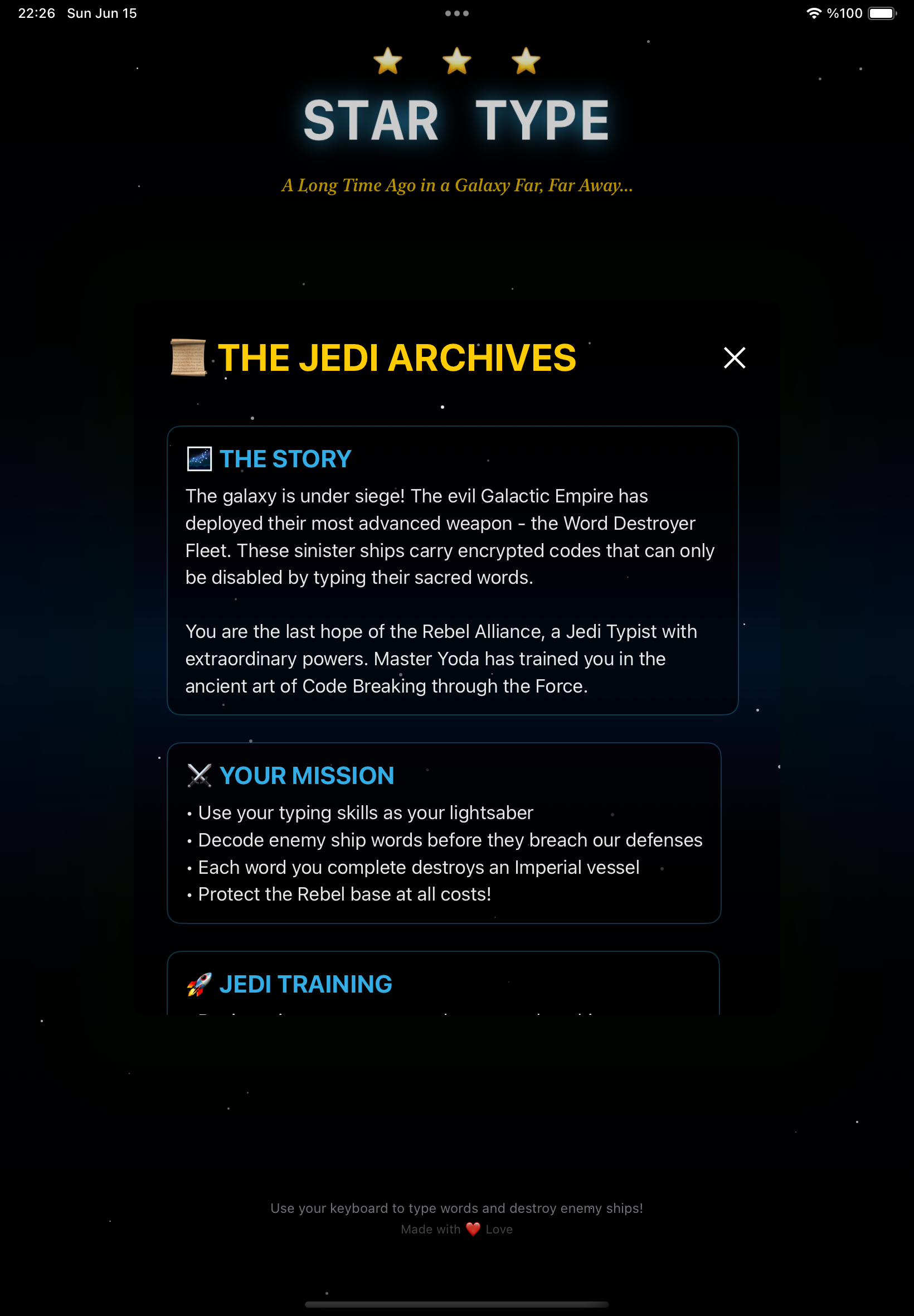 StarType screenshot 2 - StarType asteroid field gameplay with typing challenges StarType asteroid field gameplay with typing challenges